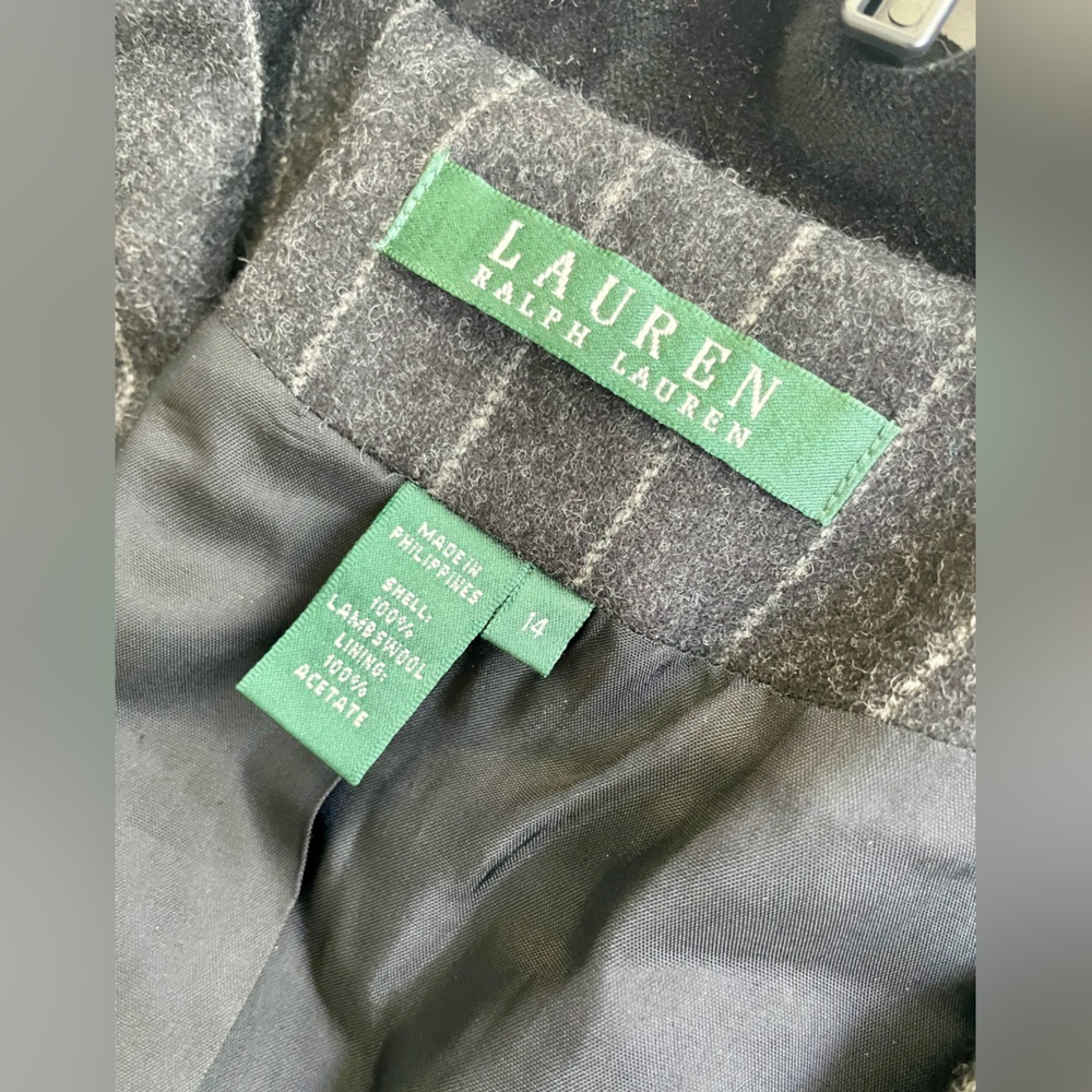 Ralph Lauren Blazer Pinstripe Velvet Collar 100%Lambwool One Button DarkAcademia - Picture 7 of 16